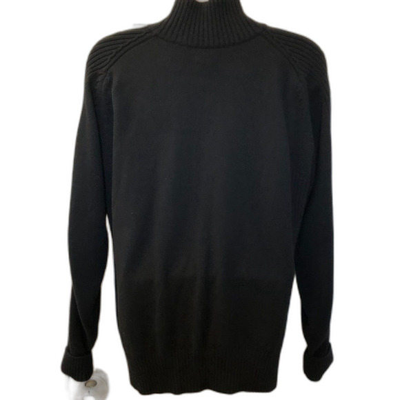 Alex Cannon Men's Black Full Zip Front Sweater Jacket Cardigan Mock Neck Large - Picture 3 of 6